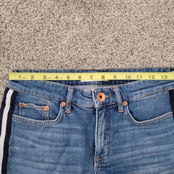 Vineyard Vines Size 26 Jamie Striped Grosgrain Jean Cutoff Short Blue Denim - Picture 4 of 9